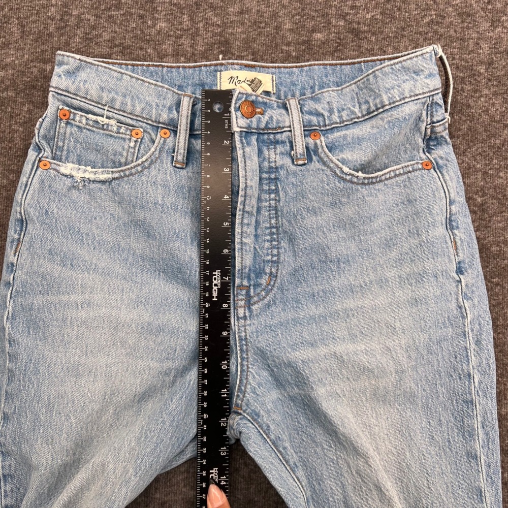 Madewell Perfect Vintage Jeans Light Wash Ripped Knee High Rise Straight Leg 28 - Picture 11 of 13